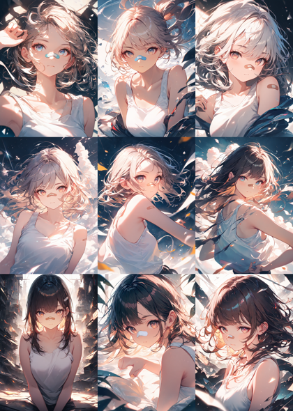 Animagine v4.0 opt - 絆創膏を貼っているキャラクターを表現するプロンプト、画像生成結果:画像1