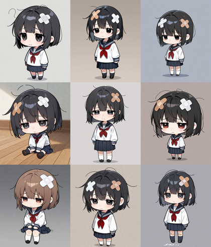 Nova Anime XL v9.0 - 絆創膏を貼っているキャラクターを表現するプロンプト、画像生成結果:画像9