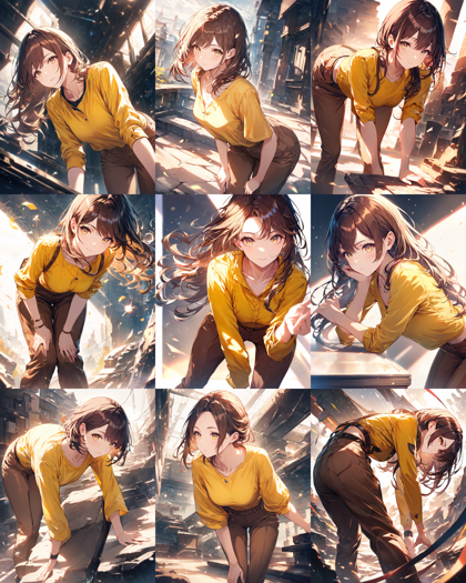 Animagine XL v4.0 opt - 前かがみのポーズのプロンプトと画像生成結果:画像3
