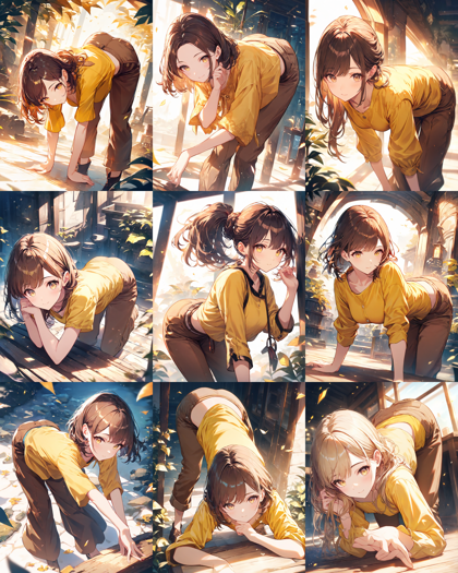 Animagine XL v4.0 opt - 前かがみのポーズのプロンプトと画像生成結果:画像6