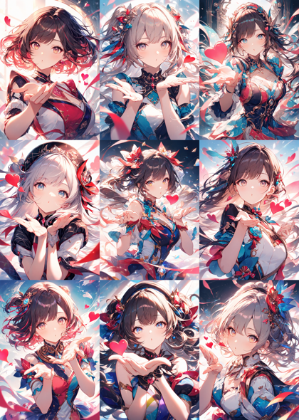 Animagine XL 4.0 opt - 投げキッス / 投げキス のポーズを表現するプロンプト、画像生成結果:画像5