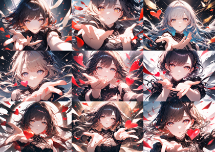 Animagine XL 4.0 opt - 投げキッス / 投げキス のポーズを表現するプロンプト、画像生成結果:画像10