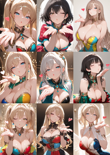 Hassaku XL v3.2 - 投げキッス / 投げキス のポーズを表現するプロンプト、画像生成結果:画像3