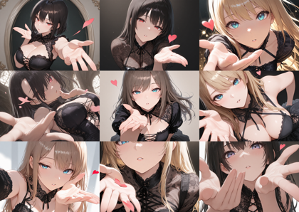 Hassaku XL v3.2 - 投げキッス / 投げキス のポーズを表現するプロンプト、画像生成結果:画像8