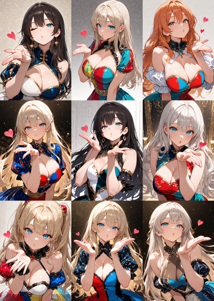 Nova Anime XL v13.0 - 投げキッス / 投げキス のポーズを表現するプロンプト、画像生成結果:画像2