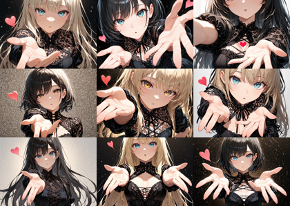 Nova Anime XL v13.0 - 投げキッス / 投げキス のポーズを表現するプロンプト、画像生成結果:画像7