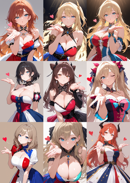 WAI-illustrious-SDXL v15.0 - 投げキッス / 投げキス のポーズを表現するプロンプト、画像生成結果:画像1