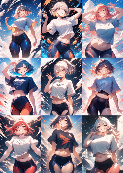 Animagine XL v4.0 opt - 下腹部がぽっちゃりしているキャラクターを表現するプロンプト、画像生成結果:画像6