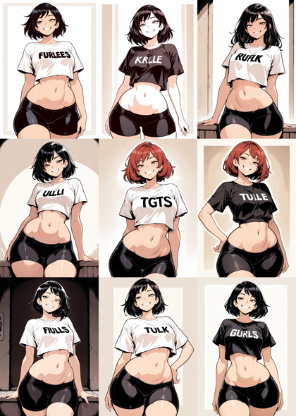 Obsidian Anise v1.0 - 下腹部がぽっちゃりしているキャラクターを表現するプロンプト、画像生成結果:画像16