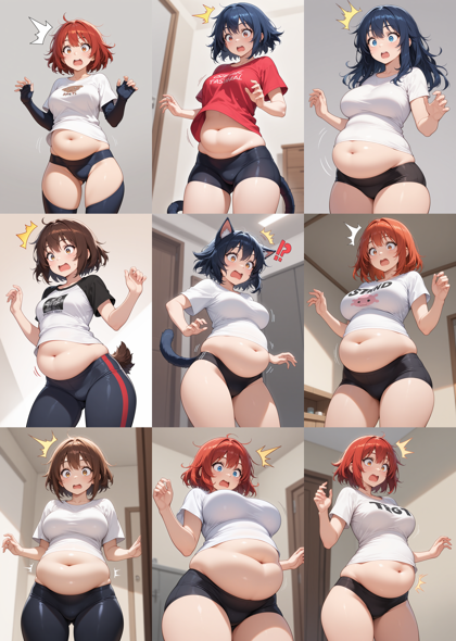 WAI-illustrious-SDXL v16.0 - 下腹部がぽっちゃりしているキャラクターを表現するプロンプト、画像生成結果:画像1