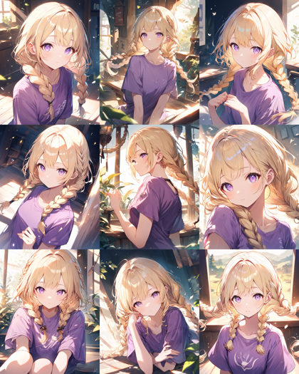 Animagine XL 4.0 opt - 三つ編みのヘアスタイルを表現するプロンプト、画像生成結果:画像1