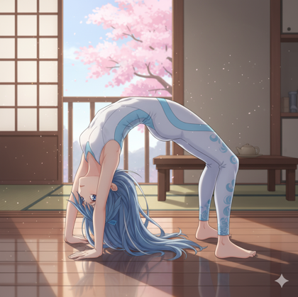 ブリッジのポーズを表現するプロンプト、画像生成結果:画像1