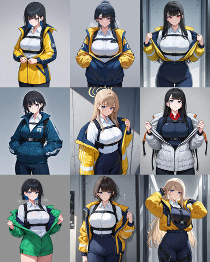 Prefect illustrious XL v5.0 - 胸の上下にベルトをしているコスチュームを表現するプロンプト、画像生成結果:画像3