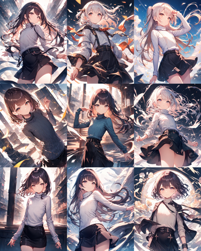 Animagine XL v4.0 opt - 胸の大きさを表現するプロンプト、画像生成結果:画像1