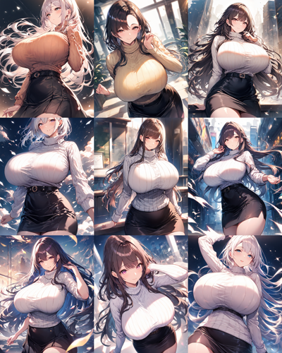 Animagine XL v4.0 opt - 胸の大きさを表現するプロンプト、画像生成結果:画像7
