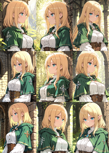 HakushiMix v1.41 - 両肩にある短いマント状の衣装を表現するプロンプト、画像生成結果:画像5