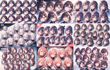 Animagine XL v4.0 opt - キャラクターの表情集を生成するプロンプト:画像3