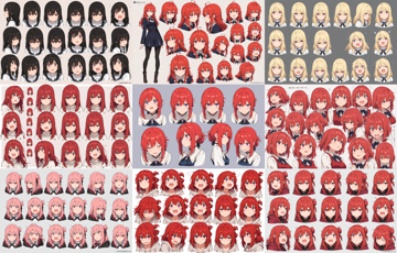 HakushiMix v1.41 - キャラクターの表情集を生成するプロンプト:画像6