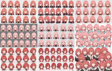 Nova Anime XL v12.0 - キャラクターの表情集を生成するプロンプト:画像2