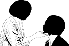 相手のあごに触れる、持ち上げるシーンを表現するプロンプト、画像生成結果:画像15