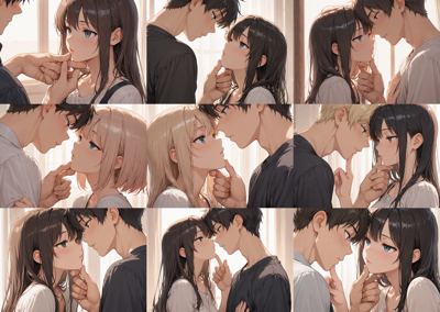 Nova Anime XL v15.0 - 相手のあごに触れる、持ち上げるシーンを表現するプロンプト、画像生成結果:画像6