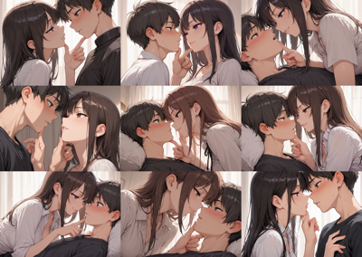 Nova Anime XL v15.0 - 相手のあごに触れる、持ち上げるシーンを表現するプロンプト、画像生成結果:画像10