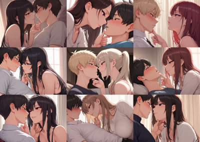 Prefect Illustrious v5 - 相手のあごに触れる、持ち上げるシーンを表現するプロンプト、画像生成結果:画像11