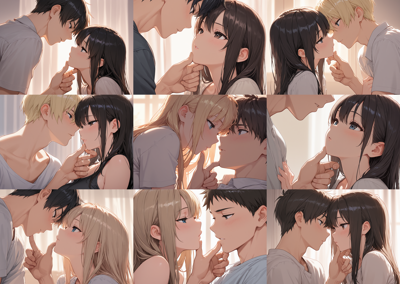 WAI-illustrious-SDXL v16.0 - 相手のあごに触れる、持ち上げるシーンを表現するプロンプト、画像生成結果:画像5