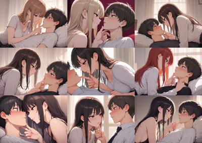 WAI-illustrious-SDXL v16.0 - 相手のあごに触れる、持ち上げるシーンを表現するプロンプト、画像生成結果:画像9