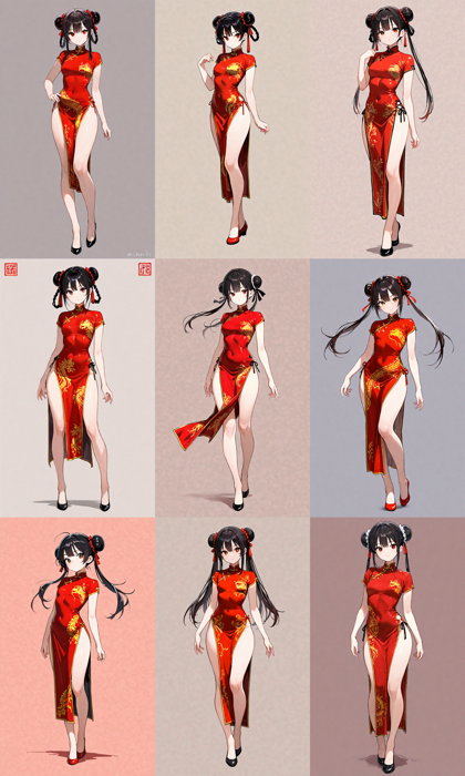 Nova Anime XL v7.0 - チャイナドレスのプロンプトと画像生成結果:画像3
