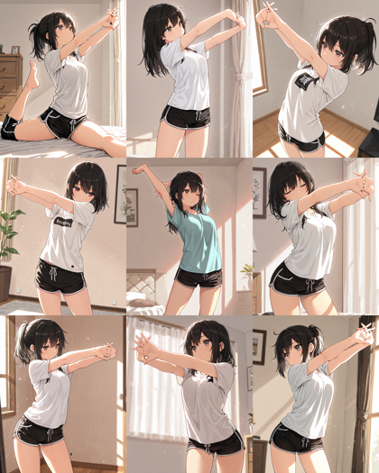 HakushiMix v1.41 - 両手を組むポーズを表現するプロンプト、画像生成結果:画像6