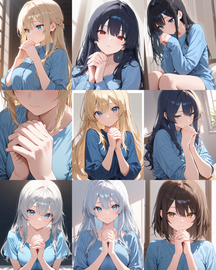 WAI-NSFW-Ilustrious v15.0 - 両手を組むポーズを表現するプロンプト、画像生成結果:画像2