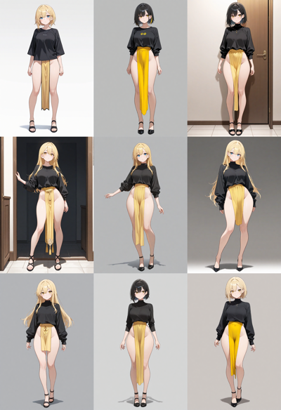 Nova Anime XL v4.0 - 前に布が垂れる服を生成するプロンプト:画像6