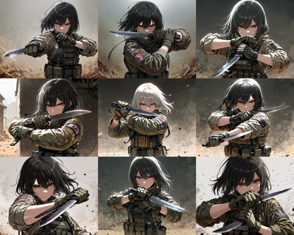 Hakushi Mix v1.41 - 戦闘用のナイフを構えるポーズのプロンプト、画像生成結果:画像6