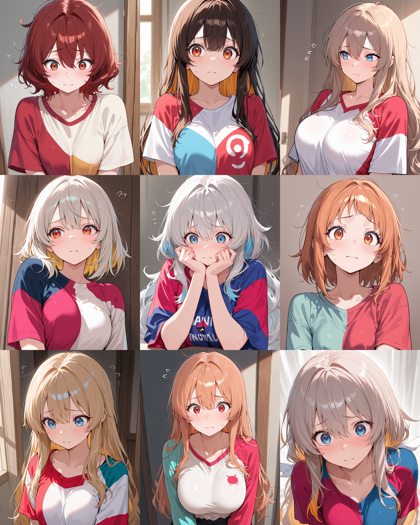 WAI-illustrious-SDXL v15.0 - 困っている表情を表現するプロンプト、画像生成結果:画像1