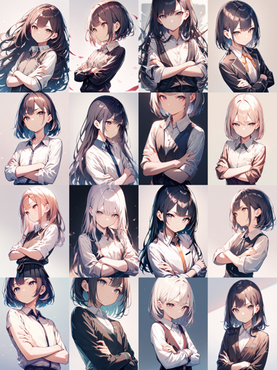 Animagine XL v4.0 opt - 腕組みしたキャラクターのプロンプト・画像生成結果:画像1