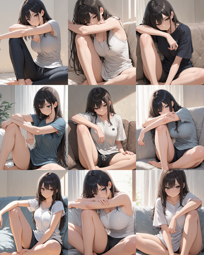 7th anime XL-IL A - 胡坐座り(あぐらをかく)を表現するプロンプト、画像生成結果:画像13