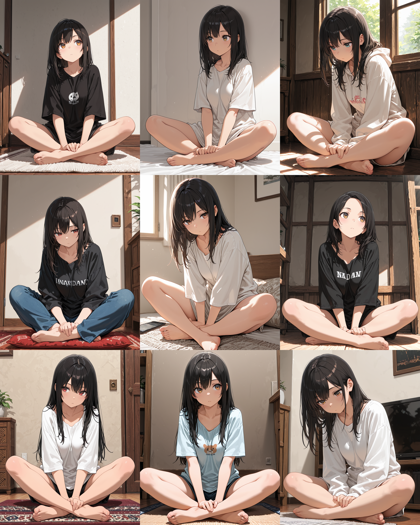 AlcAI - AnimeHaven Awakening - v30 - 胡坐座り(あぐらをかく)を表現するプロンプト、画像生成結果:画像6