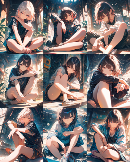 Animagine XL 4.0 opt - 胡坐座り(あぐらをかく)を表現するプロンプト、画像生成結果:画像11