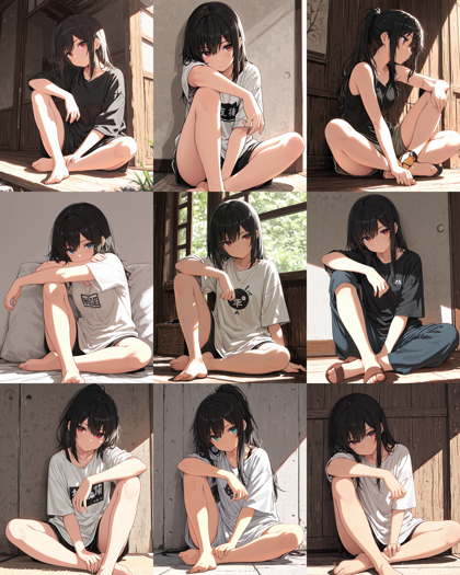 Hakushi Mix v1.41 - 胡坐座り(あぐらをかく)を表現するプロンプト、画像生成結果:画像15