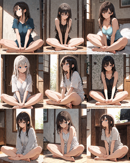 Nova Anime XL v13.0 - 胡坐座り(あぐらをかく)を表現するプロンプト、画像生成結果:画像2