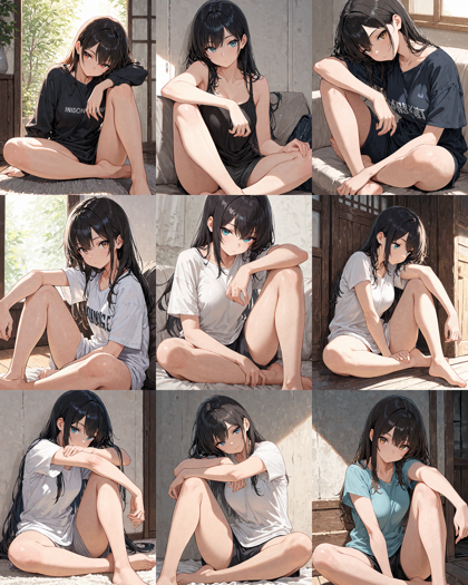 Nova Anime XL v13.0 - 胡坐座り(あぐらをかく)を表現するプロンプト、画像生成結果:画像10