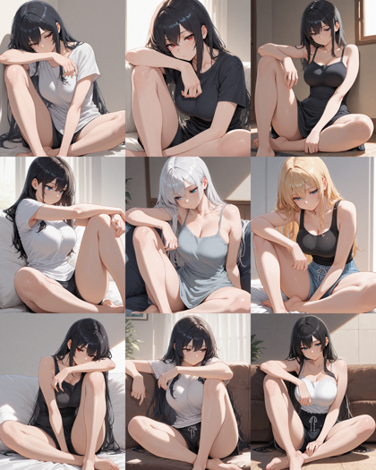 Prefect illustrious XL v4.0 - 胡坐座り(あぐらをかく)を表現するプロンプト、画像生成結果:画像12