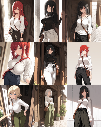 Hakushi Mix v1.41 - バッグなどのストラップを斜め掛けしているキャラクターを表現するプロンプト、画像生成結果:画像6