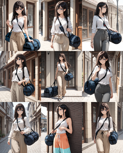 Kawaii Realistic Manga Mix v0.4 - バッグなどのストラップを斜め掛けしているキャラクターを表現するプロンプト、画像生成結果:画像14