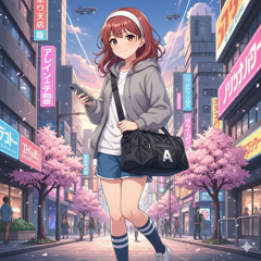 バッグなどのストラップを斜め掛けしているキャラクターを表現するプロンプト、画像生成結果:画像17