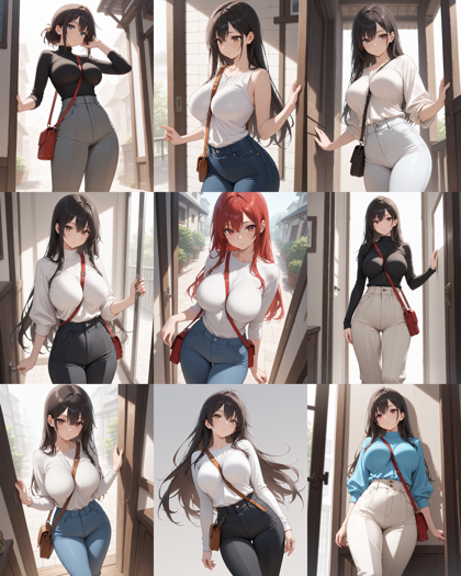 Prefect illustrious XL v3 - バッグなどのストラップを斜め掛けしているキャラクターを表現するプロンプト、画像生成結果:画像4