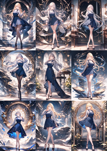 Animagine XL v4.0 opt - 足を交差して立つポーズのプロンプト、画像生成結果:画像1