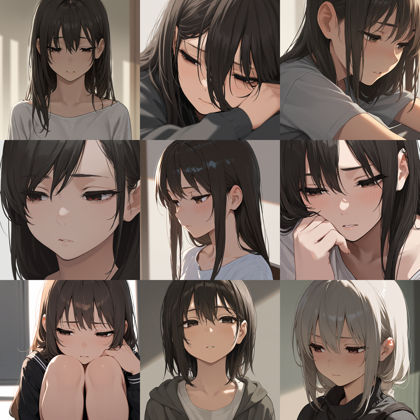 dXjmX-illus X8 - 伏し目を表現するプロンプト、画像生成結果:画像4