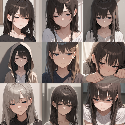 WAI-illustrious-SDXL v16.0 - 伏し目を表現するプロンプト、画像生成結果:画像1